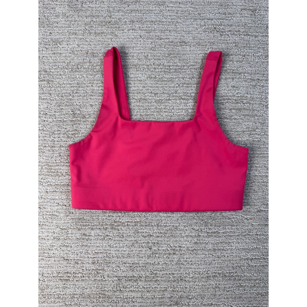 Girlfriend Collective Tommy Cropped Bra Pink Square Neck Activewear Small